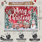 Christmas Truck Metal Tin Sign Merry Christmas Sign Funny Snowman Tin Sign Christmas Tree House Decoration for Indoor Home House Decor Party Supplies 12x16Inch