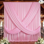 20×12ft Wrinkle Free Pink Backdrop Curtain for Wedding Parties, 4 Panels 5×12ft Long Soft Silky Polyester Backdrop Drapes Baby Pink Photo Back Drop Curtains for Party Photography Background Cloth