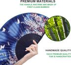 Amajiji 8.27"(21cm) Hand Held Bamboo Silk Folding Fan Hand Fan,Chinese/Japanese Charming Elegant Vintage Retro Style,Women Ladys Girls Best Gifts (Blue Butterfly)
