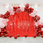 2 Pack Red Tinsel Foil Fringe Curtains, Red Party Decorations, Metallic Tinsel Party Streamers Backdrop for Birthday Casino Christmas Graduation Carnival Valentine's Party Decorations