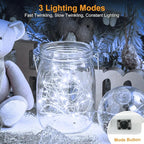 btfarm 12 Pack Fairy Lights Battery Operated [3 Modes], 7ft 20 Led Twinkle Lights String Lights Waterproof Bulk Small Mini Silver Wire for Mason Jars Vases Wedding Table Centerpiece, Cold White
