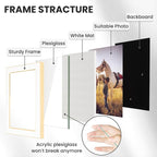 Fun Memories 4x6 Picture Frame - 1pcs White Enamel Glass Photo Frame with Gold Metal Edge & Easel for Display Picture Frame on Countertops, Tabletops, Bookshelves, Desks, Walls (White/Gold)