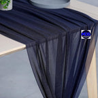 MDS Halloween Chiffon Table Runner - 15 Pack, 29 x 170 Inches, 14ft Each - Sheer Spooky Table Runners for Haunted House Parties, Trick-or-Treat Tables, Witchy Décor, Wedding & Events - Navy Blue