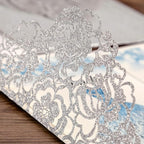 DORIS HOME 50pcs Laser Cut Quinceanera Invitations Silver Glitter, 4.7x7.1 Personalized Quince Invitations for 15th Birthday, Invitation cards for Sweet 16 with Envelopes