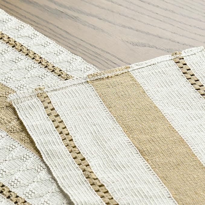 Artoid Mode Burlap Brown Farmhouse Woven Rustic Table Runner, Seasonal Holiday Hollow Kitchen Dining Table Decoration for Home Party Decor 12x60 Inch