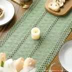 Artoid Mode Light Green Farmhouse Woven Rustic Hollow Table Runner, Seasonal Holiday Hollow Kitchen Dining Table Decoration for Home Party Decor 12x48 Inch