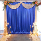 gogoparti 10x10FT Sapphire Blue Sequin Backdrop Curtain - 2 Panels of 5x10FT Wrinkle-Free Glitter Drapes for Photography, Birthdays, Weddings & Graduations