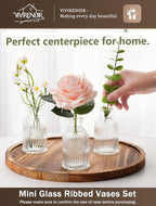Glass Bud Vases Set of 36, Small Flower Vase in Bulk, Clear Mini Ribbed VaseS for Centerpieces, Modern Wedding Reception Table Decorations