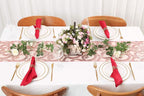 Wedding Sequin Table Runner Rose Gold Flower 10 Packs 12x108 Inch Glitter Table Runners for Banquet Table Decoration Sparkly Table Overlay