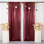 ShinyBeauty Glitter Burgundy Backdrop Curtains 2 Panels 4Ftx7Ft Sequin Curtain Photobooth Backdrops,Wine Wedding,Party,Birthday Wall Background
