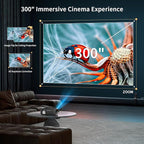 Ultra Bright 1800ANSI Lumens Smart Projector, NFC Casting Wireless, WiFi 6, 4K-Decoding HDR10+, Android TV, Two-Way Bluetooth, DSP Stereo, Daylight Home Theater/ Low Latency Gaming/ Backyard Movie