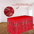 Red Streamers Party Decorations, 2 Packs Red Table Skirts Metallic Foil Fringe Tinsel for Birthday Graduation Valentine's Day Carnival Casino Wedding Float Parade Party Supplies - 29x108 Inch