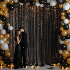 20x10 Black Tulle Backdrop Curtains for Parties, Sheer Backdrop Curtain Wedding Photo Background Drapes for Baby Shower Photography Birthday Party