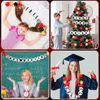 Giant Friendship Bracelet Garland Kit, DIY Birthday Banner with Letters Ball Jumbo Customizable Friendship Bracelet Decor for Halloween Christmas Wedding Party(Black, Gold, Red)