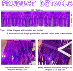 4 Pack 10 Feet Glitter Purple Parade Float Decorations for Trailer Car, Glitter Foil Fringe Metallic Tinsel Streamers Banner Garland for Graduation Homecoming Birthday Party (Glitter-Purple)
