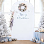 7.2FT White Arch Backdrop Cover - Polyester Fitted Wedding Arch Stand Covers Round Top Chiara Backdrop Arch Cover for Birthday Party Banquet Photo Background Decoration