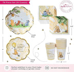 Kate Aspen Honey Bear 78-Piece Winnie Baby Shower Plates and Cups and Napkins Sets for 16 Guests, Classic Winnie Baby Shower Decorations Boy or Girl, Party Paper Plates & Party Supplies