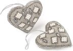 Beaded Heart Hanging Ornaments with Twine - Home Decor Modern Style Beaded Decorative Ornaments for Living Room, Bedroom, Office Desktop, Cabinets - Set of 6 (Grey) - CLEENTABLE
