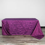 YOUR CHAIR COVERS - 90 x 132 inch Rectangular Crinkle Taffeta Tablecloth - Purple, Rectangle Table Linens for 6 ft Rectangular Tables, Wedding Crushed Table Cloth