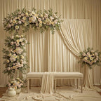 20ftx12ft Wrinkle Free Beige Backdrop Curtain, 4 Panels 12FT Height Beige Wedding Backdrop Drapes, Silky Polyester Back Drop Cloth for Birthday Photography Background Party Backdrop Draping