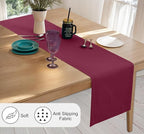 Ruvanti Linen Table Runner 108 Inches, Classic Hemstitch, Washable, Reusable, Non-Slipping, Stain Resistant- Perfect for Parties, Weddings, Dinners, Thanksgiving, Christmas, Indoor use – Burgundy
