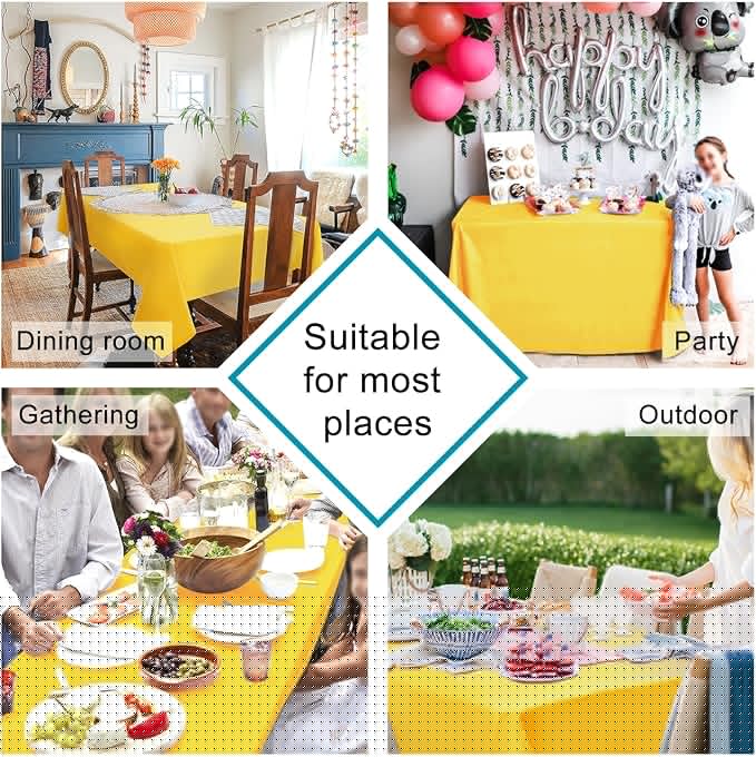 Hiasan Yellow Tablecloth for Rectangle Tables - Waterproof and Spillproof Washable Fabric Table Cloth for Dining Room Kitchen Party, 52 x 70 Inch