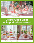 Pureegg Plastic Table Cloth Disposable 10 Pack, 54 x 108 Inch Table Cloths, Easter Party, Valentines, Mothers Day Decorations, Tablecloths, Rectangle, Pastel Plastic Cover, Leakproof & Sturdy, Pink
