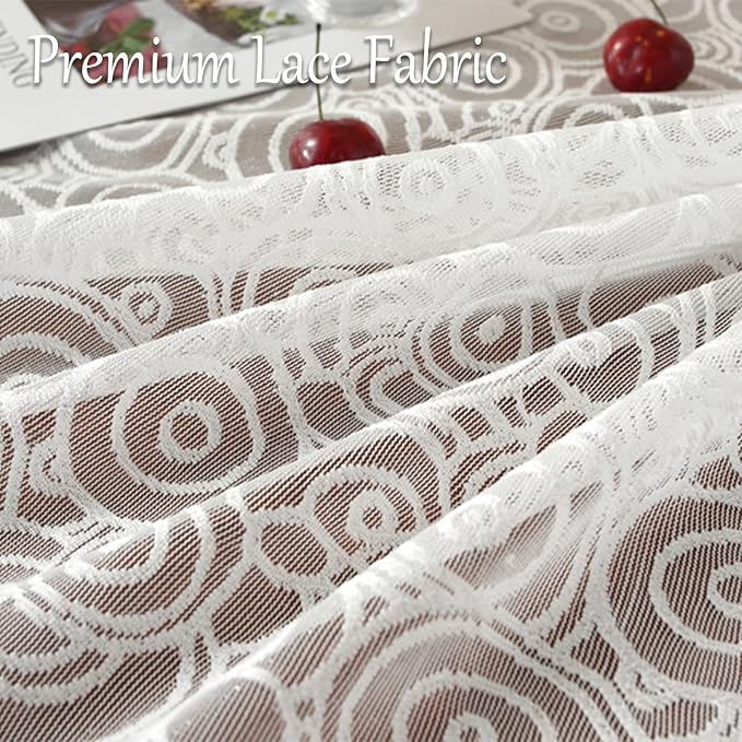 Jeloris Round Lace Tablecloth with Elegant Scalloped Bottom for Any Special Event Such as Wedding, Birthday Party, Baby Shower, Anniversary (70 inch, Style 5)