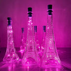 Wine Bottle Lights with Cork 15Pack 10 LED 40 Inches Battery Operated Silver Wire Liquor Fairy Mini String Lights for Party Christmas Halloween Wedding Decoration (Pink)
