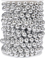 [33 Feet] Silver Pearl Beads Garland, 10MM 11 Yards Silver Faux Pearl Beads String Roll Bulk for DIY Craft Christmas Tree Wedding Party Decoration