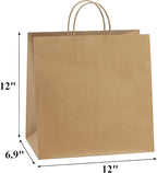 BagDream 12x7x12 Paper Bags 50Pcs Brown Paper Bags with Handles, Kraft Shopping Merchandise Retail Bags, Takeout/To Go Bags for Food Delivery, Wider-gusset Recycled Paper Gift Bags