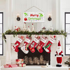 Merry Christmas Hanging Door Sign, Crazy Funny Green Festive Wooden Wall Welcome Decor Winter Farmhouse Style Outdoor Indoor Xmas Tree Ornaments for Home Office Holiday Party