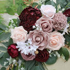 Ponatia Wedding Arch - Artificial Burgundy & Dusty Rose & Blush Flowers (Pack of 2) for Wedding Welcome Signs, Ceremony & Reception