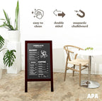 Ilyapa Wooden A-Frame Sign with Eraser & Chalk - 40 x 20 Inches Magnetic Sidewalk Chalkboard – Stained Wood Menu for Restaurant, Business or Wedding
