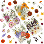 120P 4-Color Mixed Foliage Dried Flowers for Crafts, Real Natural Pressed Flowers for Resin Art, DIY Crafts, Jewelry & Candle Making – Tweezers Included
