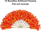 HyeFlora Artificial Fall Flowers Faux Mums for Outdoor Indoor Garden Home Decoration, Faux Flower Daisy with Eucalyptus Leaves Fake Plants Greenery Boxwood Porch Patio, 12 Bundles (Sunset)