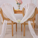 Snowkingdom 13Ft White Cheesecloth Table Runner, 160inch Long Cheese Cloth Boho Gauze Runner for Wedding Bridal Baby Shower Birthday Christmas Holiday Party Sheer Table Decorations