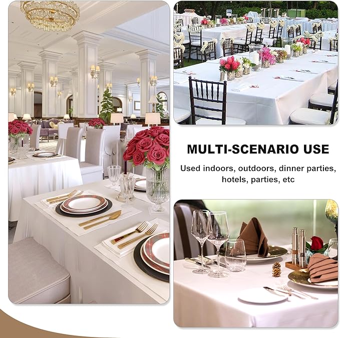 Fitable Elegant Rectangle Table Clothes, 6 Pack - 90 x 132 Inch, Burgundy - Reusable and Washable Tablecloths, Polyester Fabric Table Covers for Wedding, Party, Banquet, Formal Events