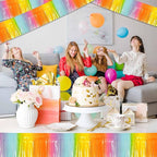 4 Pack 10 Ft Light Rainbow Foil Fringe Garland Metallic Streamers Tinsel Banner Wall Hanging Garland Backdrop for Parade Floats, Halloween, Christmas, Thanksgiving, New Year Party Decorations