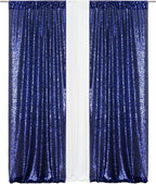 Eternal Beauty Sequin Backdrop Curtains, 2x8 Ft-2 Panels Navy Blue Back Drop for Shimmer Photography Party Wedding Birthday Decor