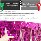 Thick 10 feet by 15 inches Fuchsia Foil Fringe Garland - Pack of 3 | Shiny Metallic Tassle Banner for Car Parade Floats, Wedding, Birthday | Wall Hanging Fringe Garland Banner (Fuchsia)