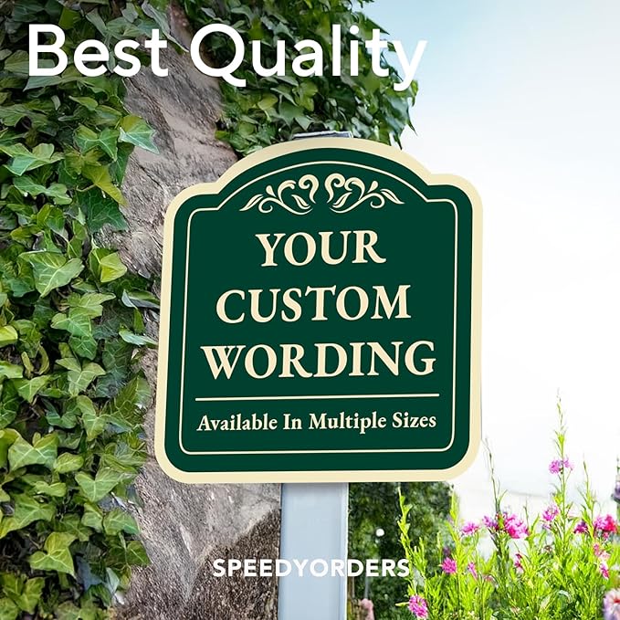 Custom Decorative Outdoor Metal, Personalized Aluminum, Customized Driveway, Waterproof Signs Made In USA - Design 1 Forest Green 12x12 In