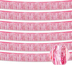 6 Pack 10 Feet Pink Foil Fringe Garland Metallic Tinsel Streamers Banner Wall Hanging Curtain Backdrop for Parade Floats, Birthday, Graduate, Mother's Day, Wedding Party Decoration