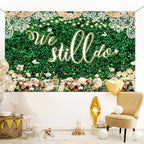 We Still Do Backdrop Green Leaves Lace Wedding Anniversary Photography Background Engagement Vow Renewal Bachelorette Party Decoration Banner Photo Booth Studio Props 9x6ft FU064YL
