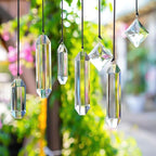 HDCRYSTALGIFTS Modern Grief Gift,Set 7 Clear Crystal Prisms Suncatchers Hanging Ornament,Rainbow Maker Sun Catchers for Windows, Balcony, Kitchen, Garden Decoration