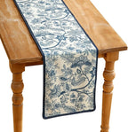 ISAENNE Designer Chinoiserie Elegant Linen Table Runner 71 Inches Long,Blue Floral Pattern Decor Table Runners for Thanksgiving,Dining Room,Banquet,Kitchen Tables,Christmas,12"*71"-Ruyi B