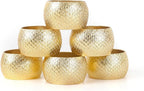 Napkin Holders for Cloth Napkins Set of 12 - Lightweight Metal Round Napkin Holder Hammered Textured,Elegant Table Décor for Weddings, Dinners, Holidays, Events, Kitchen & Dining (Gold) - CLEENTABLE