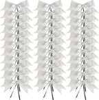 50pcs 3-1/2" Silver Twist Ties Metallic Silver Bows with Twist Tie Bows Fish Tail Cuttiog(Silver.)