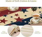 Memorial Day Table Runner, 4th of July American Patriotic Independence Day Stars Stripes Print Table Runne for Summer Holiday USA Home Decoration Party,13x60inch