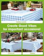 Pureegg Plastic Table Cloth Disposable 10 Pack, 54 x 108 Inch Table Cloths, Party, Picnic, Decorative Gingham Tablecloths, Rectangle, Blue and White Checkered Cover, Leakproof & Sturdy, Blue Plaid